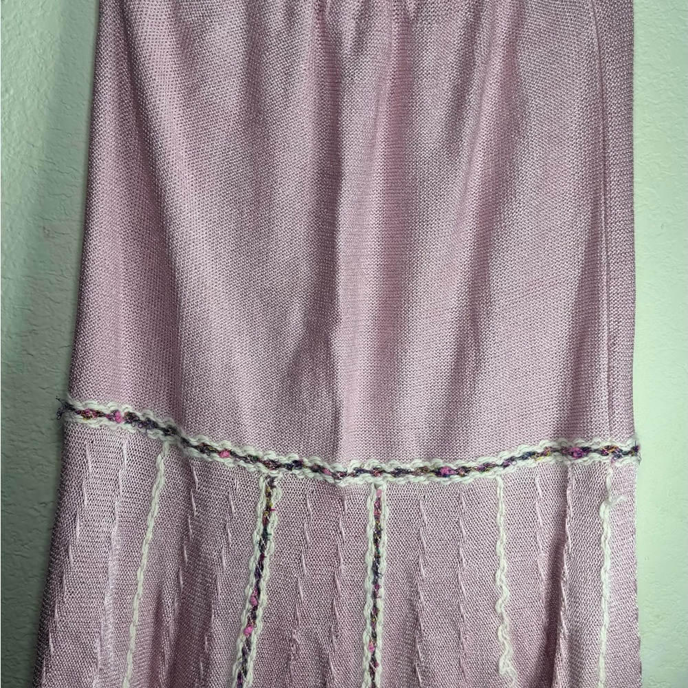 Vintage Soft Pink Maxi Skirt with‎ Braided Accent - Picture 3 of 11
